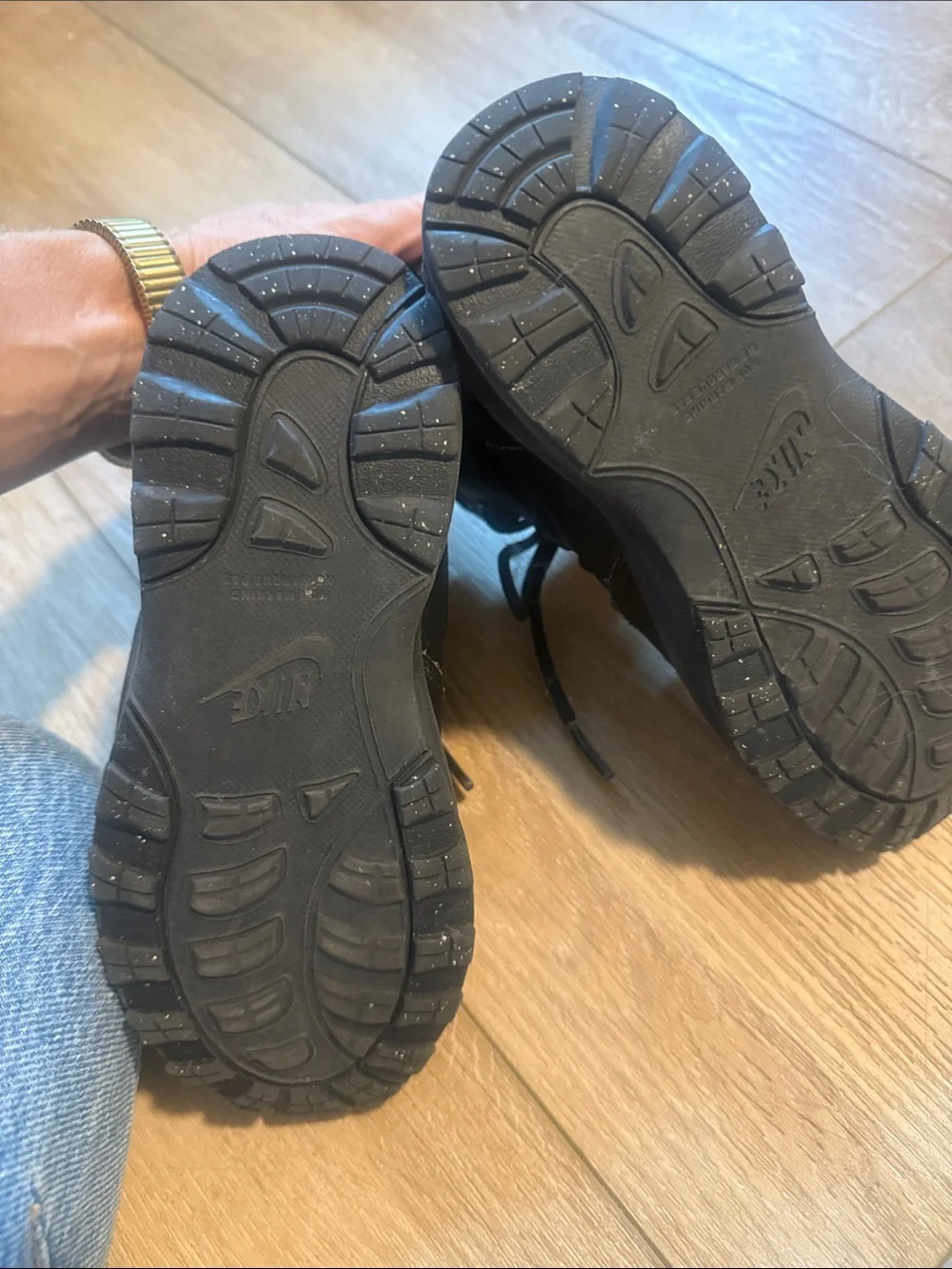 Nike Kids Black High-Top Lace-Up Boots